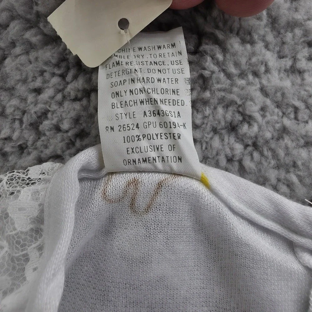 Kid Duds Vintage Girls Nightgown Size 6 White Bear Puppy Lace Ruffle 90s